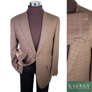 Ralph Lauren Mens Blazer Sz 42R Sport Coat Jacket Lambswool Houndstooth Check
